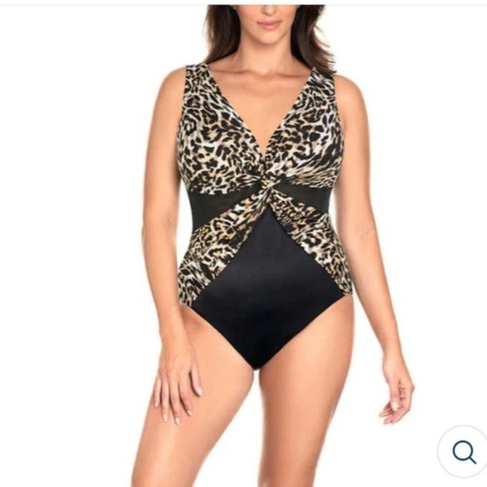 Miradonna by Miraclesuit Animal Print One Piece Bathing Suit Size 8 New